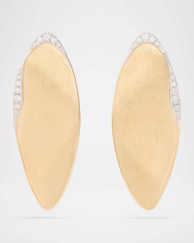 18K Gold Lunaria Large Stud Earrings with Diamonds
